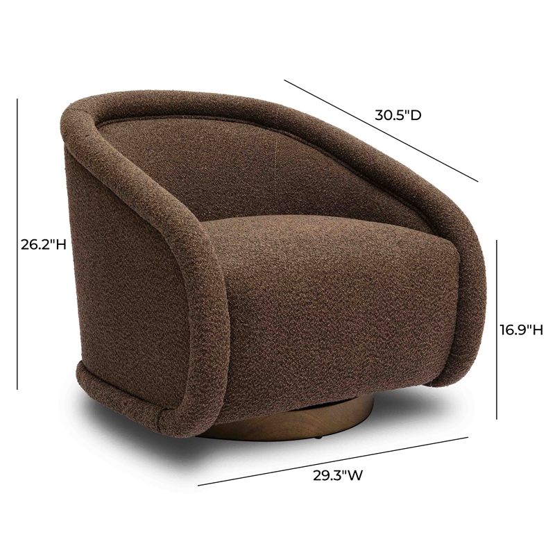 Pemberly Row Transitional Chocolate Brown Boucle Swivel Chair