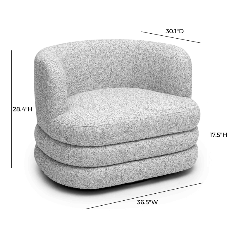 Pemberly Row Contemporary Light Gray Swivel Hotel Lounge Chair
