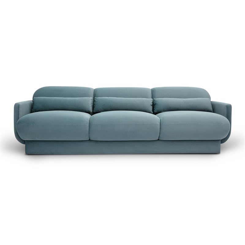 Pemberly Row Contemporary Accent Powder Blue Finish Velvet Sofa