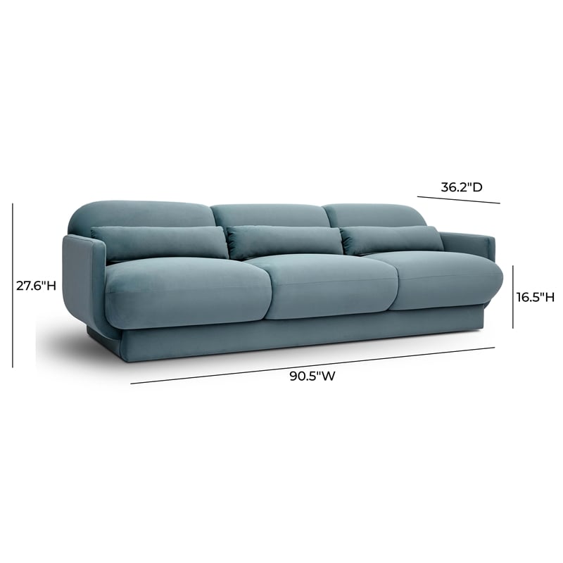 Pemberly Row Contemporary Accent Powder Blue Finish Velvet Sofa
