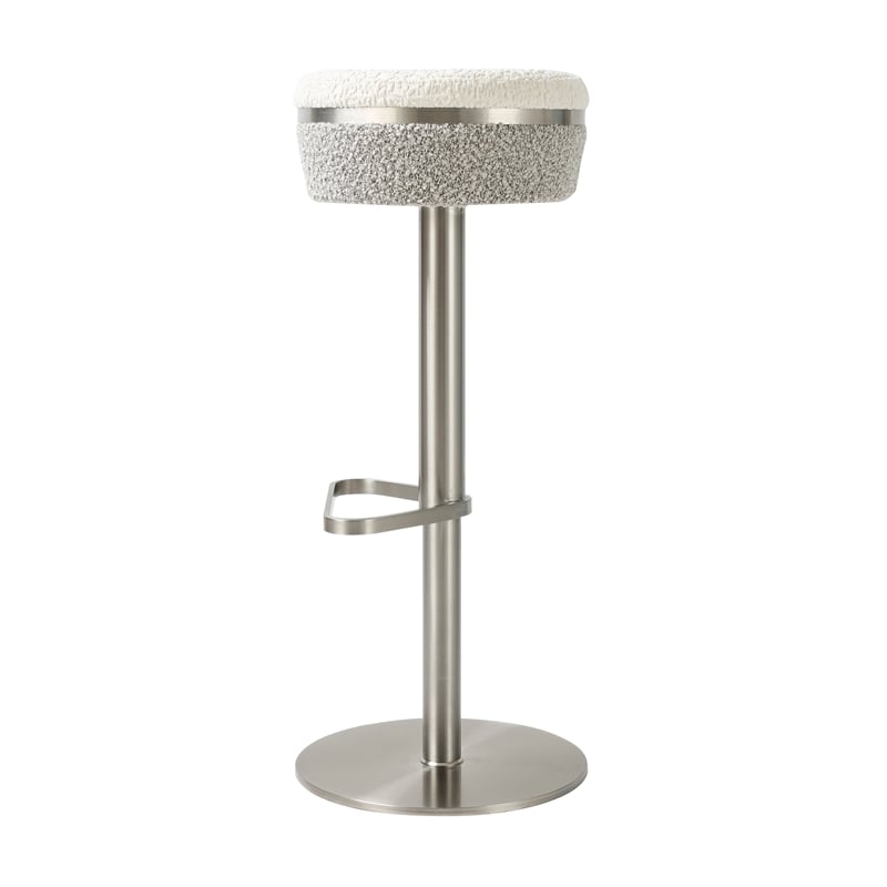 Pemberly Row Contemporary White and Gray Boucle Adjustable Stool