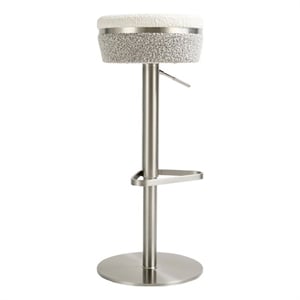 Pemberly Row Contemporary White and Gray Boucle Adjustable Stool