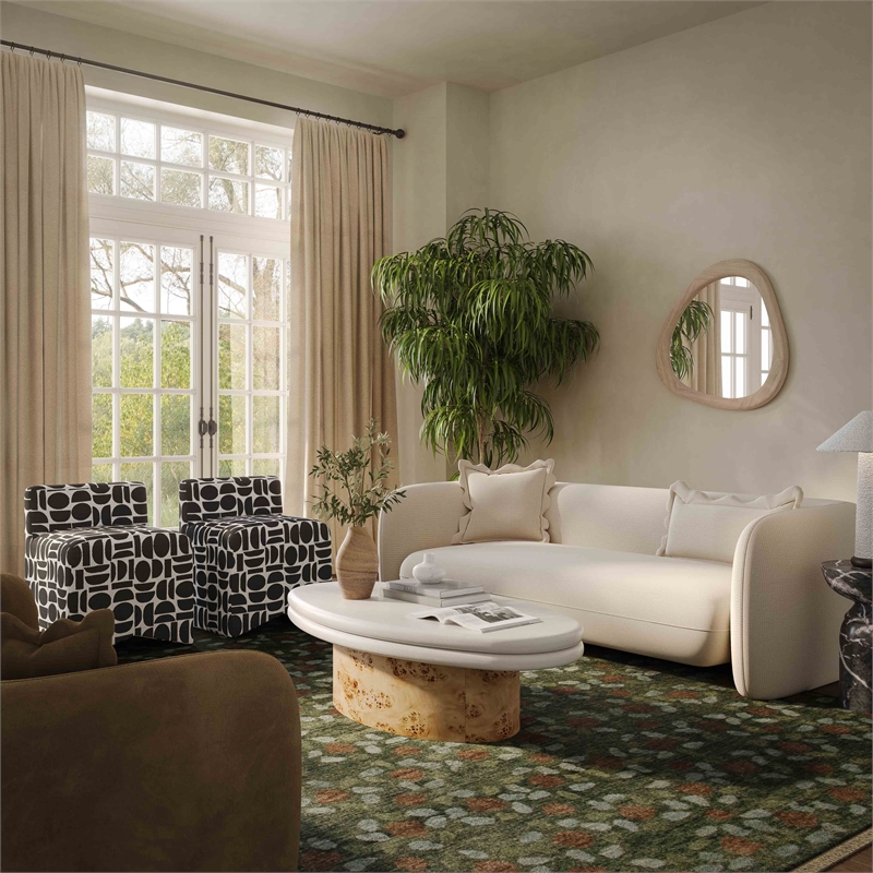 Pemberly Row Transitional Sandstone Textured Fabric Loveseat