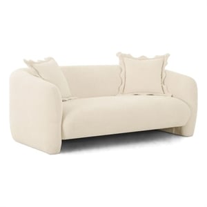 Pemberly Row Transitional Sandstone Textured Fabric Loveseat