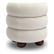 Pemberly Row Contemporary Accent Cream Finish Velvet Ottoman