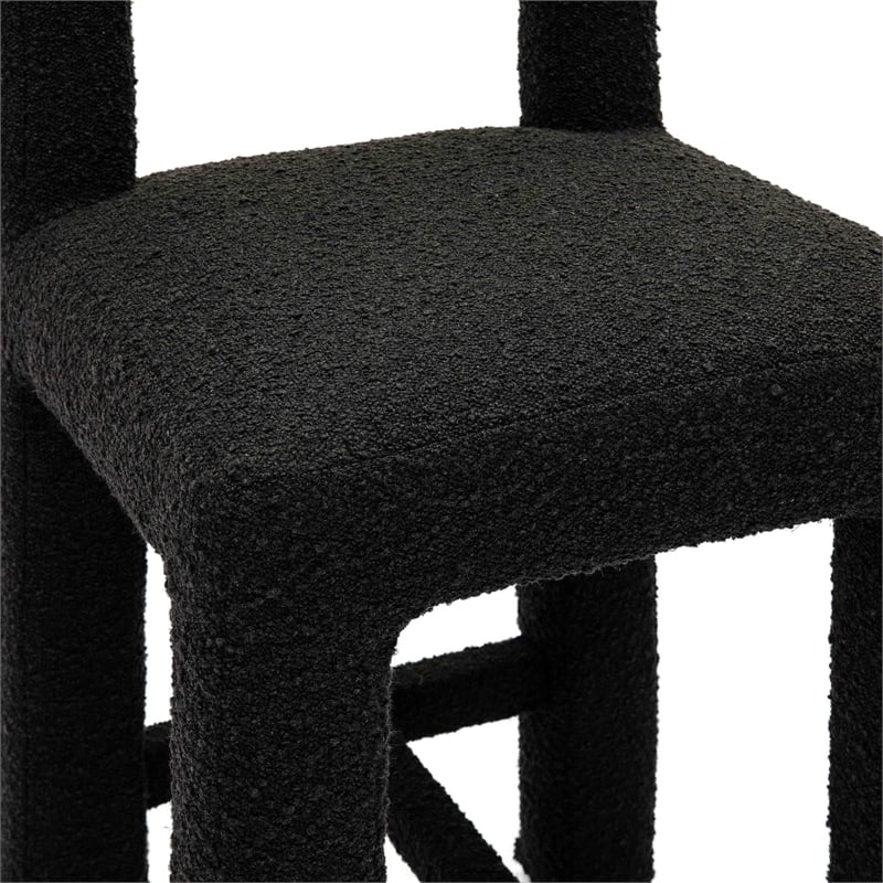 Pemberly Row Upholstered Fabric Contemporary Accent Black Boucle Counter Stool