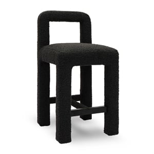 Pemberly Row Upholstered Fabric Contemporary Accent Black Boucle Counter Stool