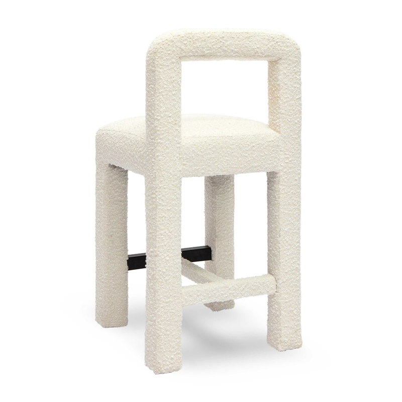 Pemberly Row Upholstered Fabric Contemporary Accent Cream Boucle Counter Stool