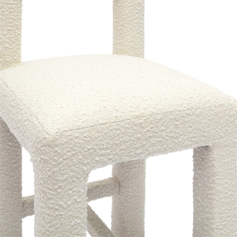 Pemberly Row Upholstered Fabric Contemporary Accent Cream Boucle Counter Stool