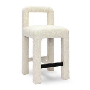 Pemberly Row Upholstered Fabric Contemporary Accent Cream Boucle Counter Stool