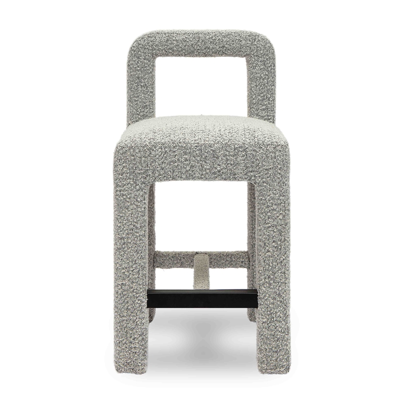 Pemberly Row Upholstered Fabric Contemporary Accent Gray Boucle Counter Stool