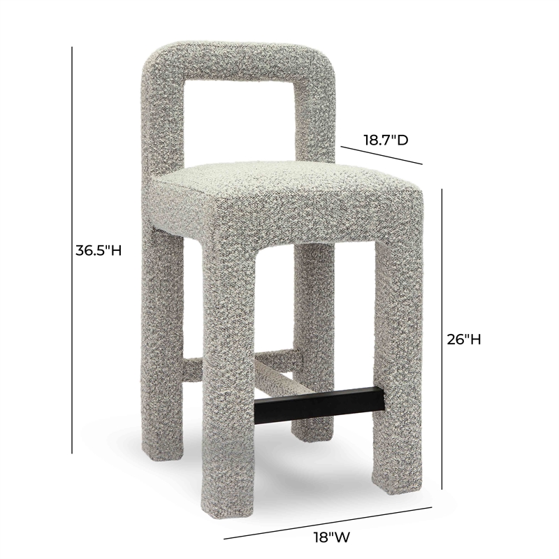 Pemberly Row Upholstered Fabric Contemporary Accent Gray Boucle Counter Stool