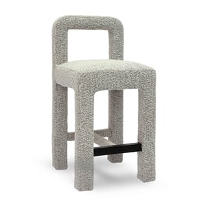 Pemberly Row Upholstered Fabric Contemporary Accent Gray Boucle Counter Stool