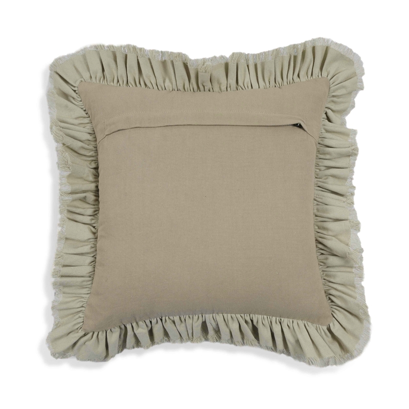 Pemberly Row Contemporary Accent Distressed Beige Velvet Pillow