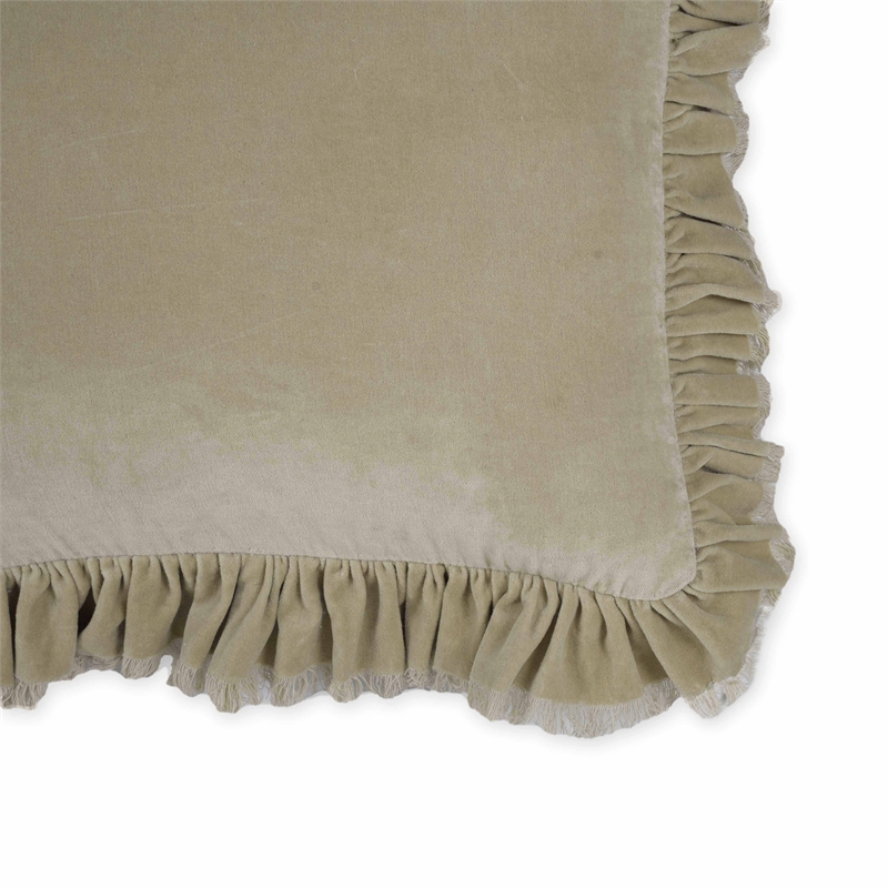 Pemberly Row Contemporary Accent Distressed Beige Velvet Pillow