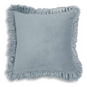 Pemberly Row Contemporary Accent Distressed Blue Velvet Pillow
