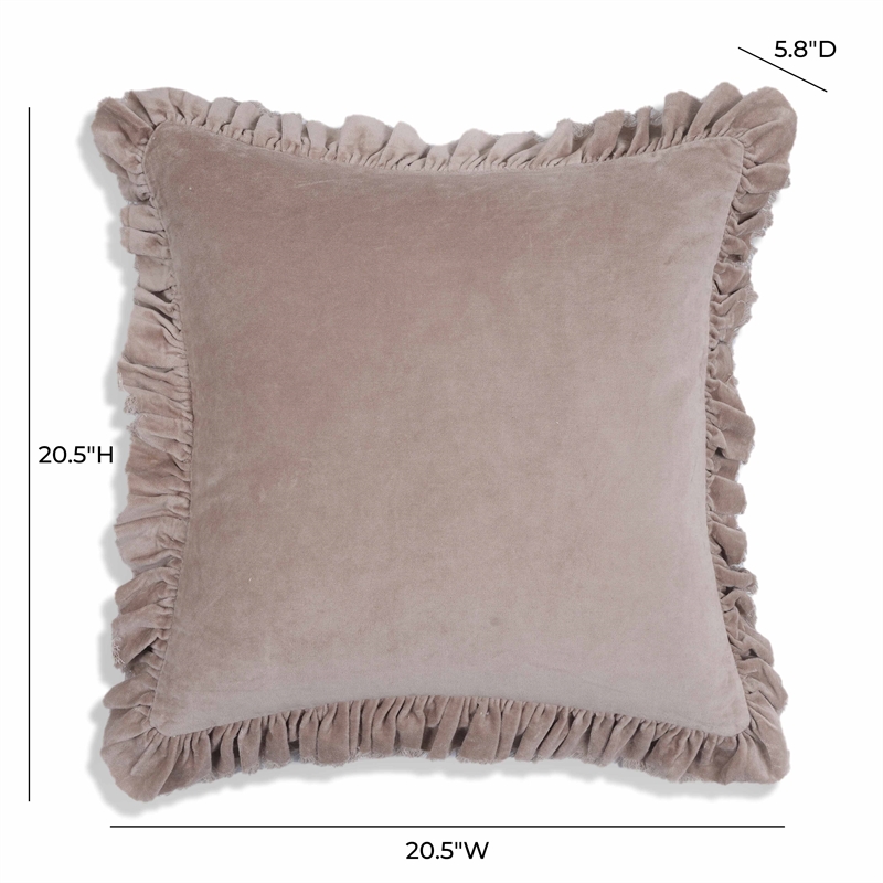Pemberly Row Contemporary Accent Distressed Pink Velvet Pillow