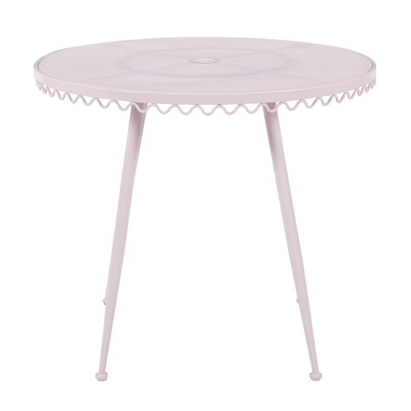 Pemberly Row Contemporary Pink Wrought Iron Outdoor Cafe Table