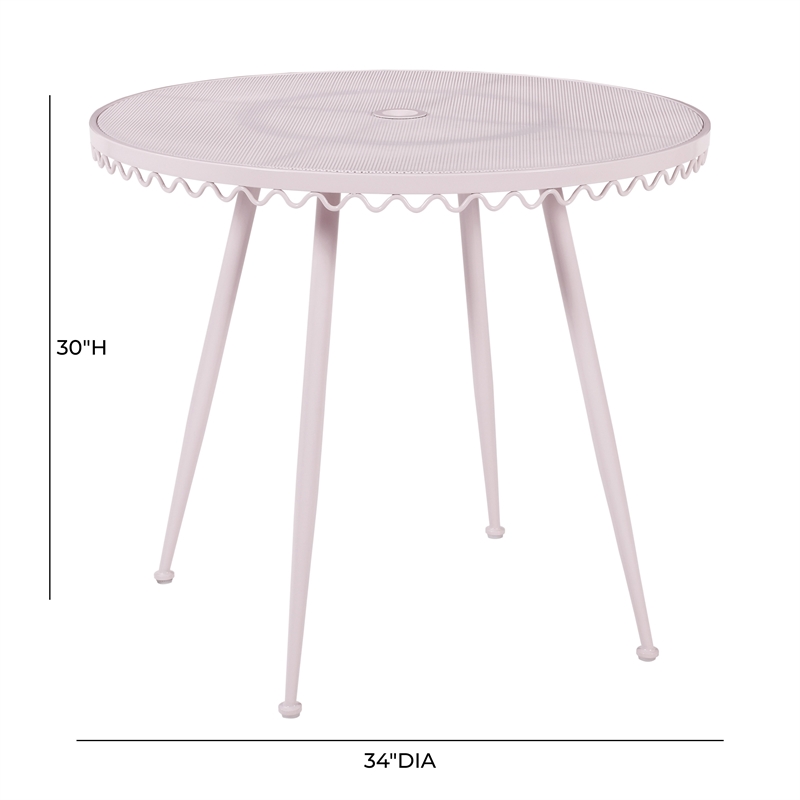 Pemberly Row Contemporary Pink Wrought Iron Outdoor Cafe Table
