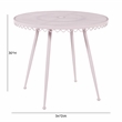 Pemberly Row Contemporary Pink Wrought Iron Outdoor Cafe Table