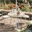 Pemberly Row Contemporary Cream Wrought Iron Outdoor Cafe Table