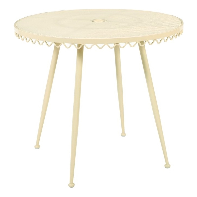 Pemberly Row Contemporary Cream Wrought Iron Outdoor Cafe Table