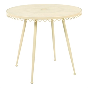 Pemberly Row Contemporary Cream Wrought Iron Outdoor Cafe Table