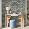 Pemberly Row Contemporary Faded Blue Upcycled Fabric Ottoman