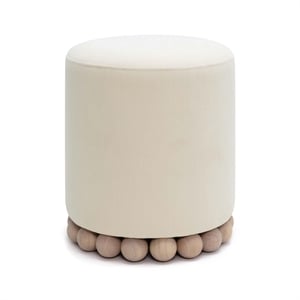 Pemberly Row Contemporary Accent Cream Upcycled Fabric Ottoman