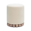 Pemberly Row Contemporary Accent Cream Upcycled Fabric Ottoman