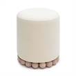 Pemberly Row Contemporary Accent Cream Upcycled Fabric Ottoman