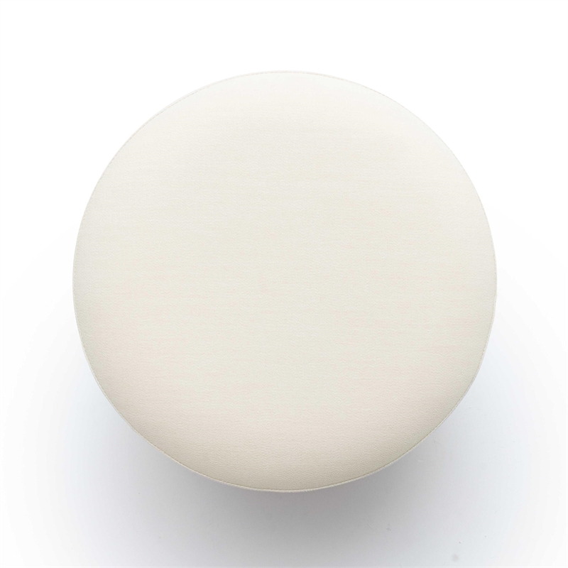 Pemberly Row Contemporary Accent Cream Upcycled Fabric Ottoman