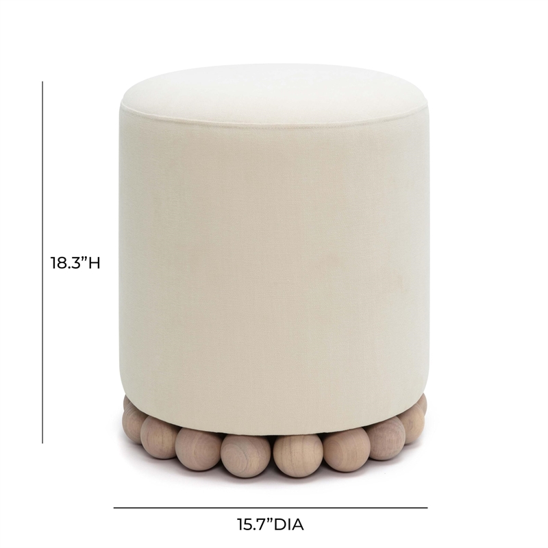 Pemberly Row Contemporary Accent Cream Upcycled Fabric Ottoman