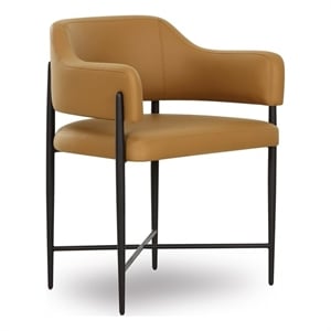 Pemberly Row Contemporary Accent Tan Vegan Leather Dining Chair