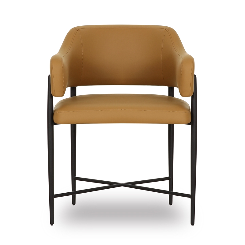 Pemberly Row Contemporary Accent Tan Vegan Leather Dining Chair
