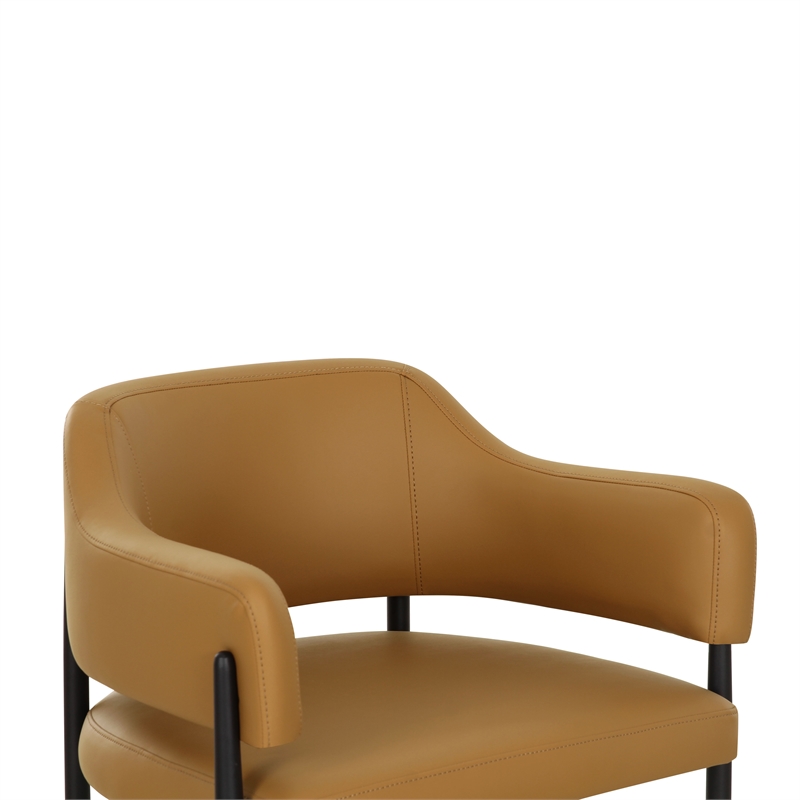 Pemberly Row Contemporary Accent Tan Vegan Leather Dining Chair