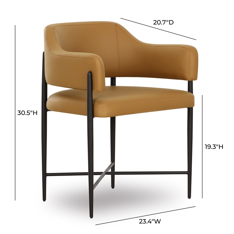 Pemberly Row Contemporary Accent Tan Vegan Leather Dining Chair