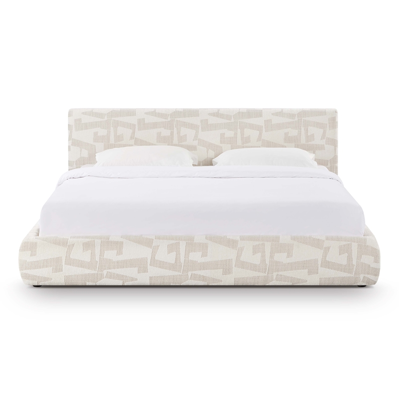Pemberly Row Transitional Accent Cream Jacquard Pattern King Bed