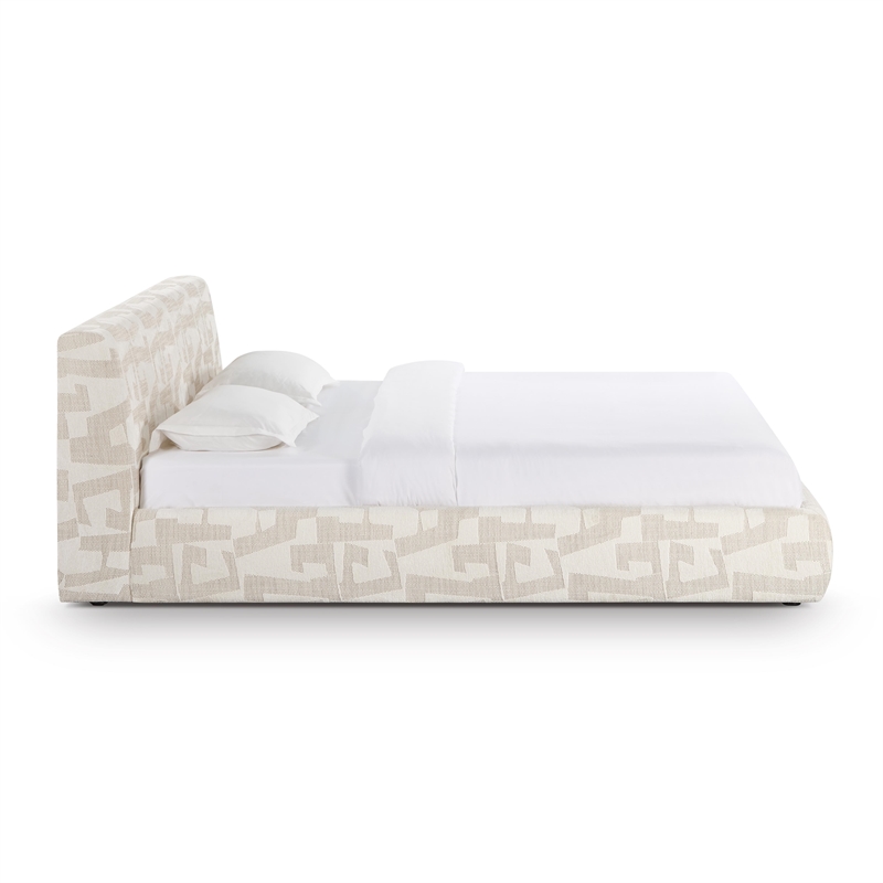 Pemberly Row Transitional Accent Cream Jacquard Pattern King Bed
