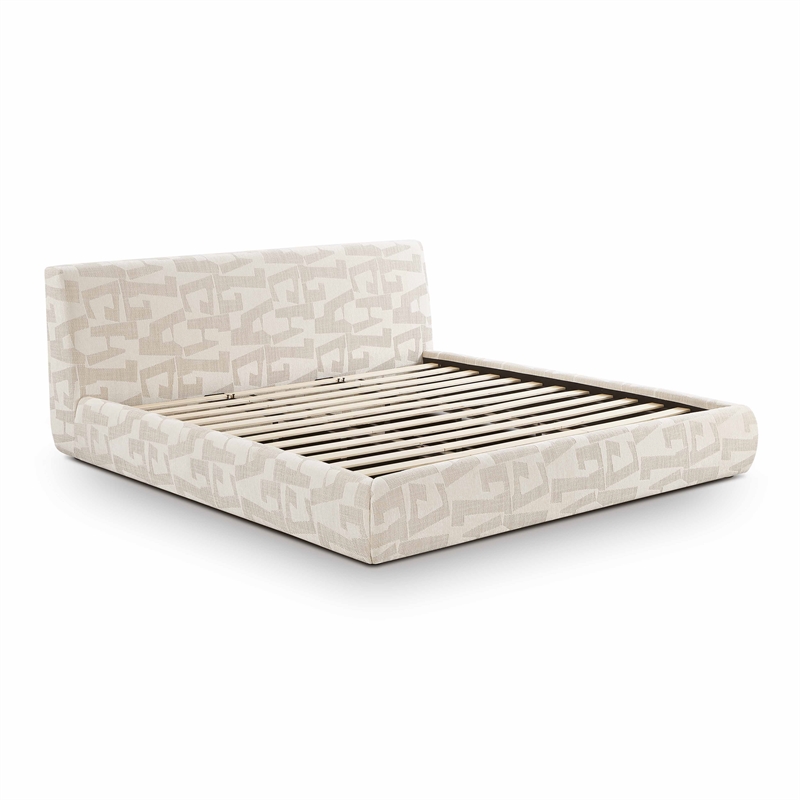 Pemberly Row Transitional Accent Cream Jacquard Pattern King Bed
