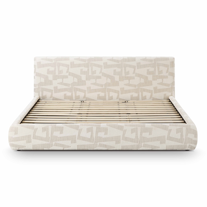 Pemberly Row Transitional Accent Cream Jacquard Pattern King Bed