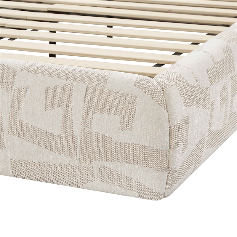 Pemberly Row Transitional Accent Cream Jacquard Pattern King Bed