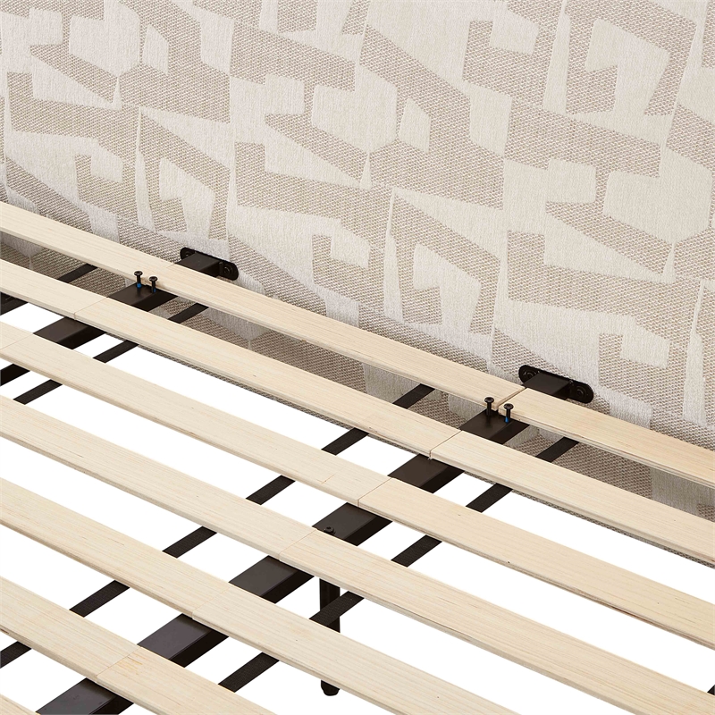 Pemberly Row Transitional Accent Cream Jacquard Pattern King Bed