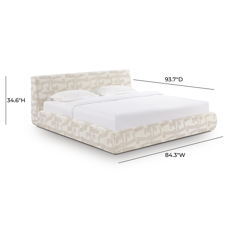Pemberly Row Transitional Accent Cream Jacquard Pattern King Bed