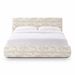 Pemberly Row Transitional Accent Cream Jacquard Pattern Queen Bed