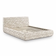 Pemberly Row Transitional Accent Cream Jacquard Pattern Queen Bed