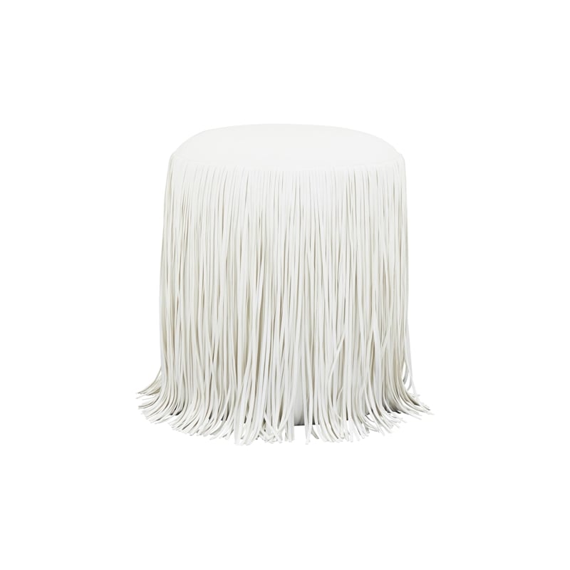 Pemberly Row Transitional Ivory Performance Vegan Leather Ottoman