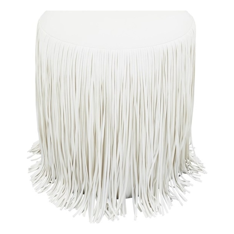 Pemberly Row Transitional Ivory Performance Vegan Leather Ottoman