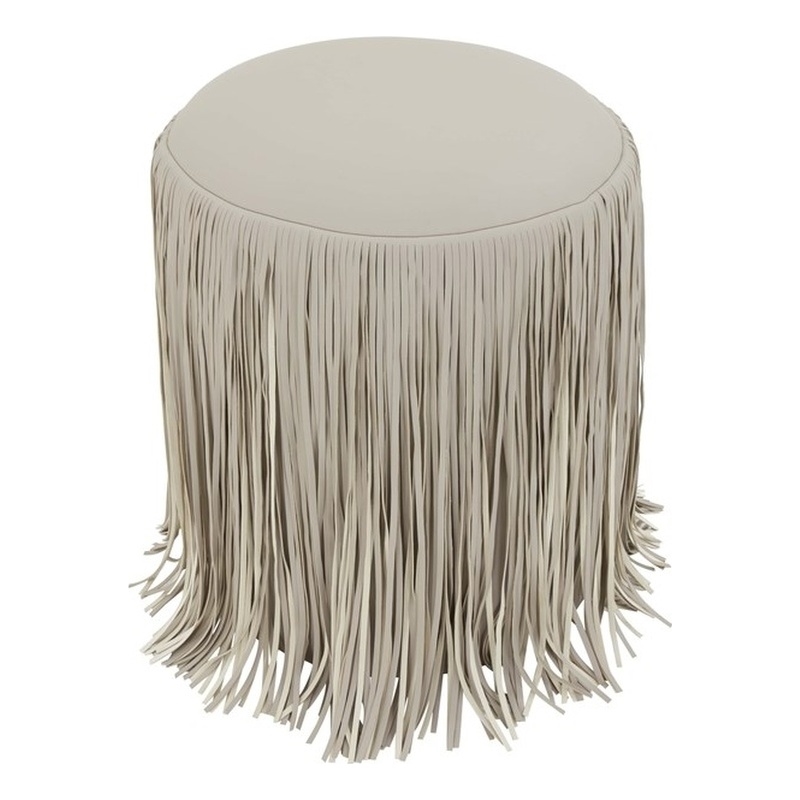 Pemberly Row Transitional Gray Performance Vegan Leather Ottoman