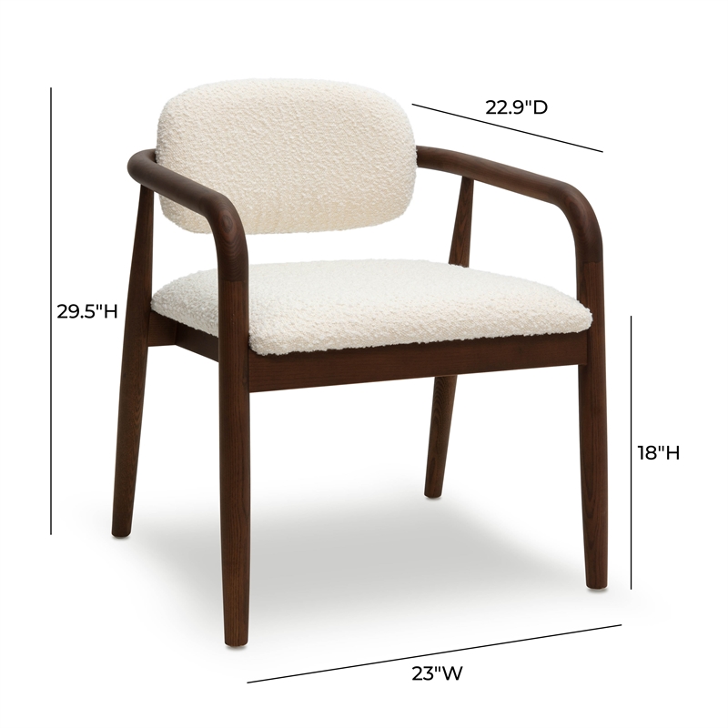 Pemberly Row Contemporary Cream Performance Boucle Dining Chair